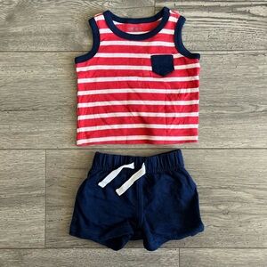 Carter’s Just One You Tank Top Shorts Baby Boy Summer Outfit Stripes 4th of July